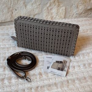 Ferrara By Brighton- Santorini Gray Woven-Style Crossbody Wallet